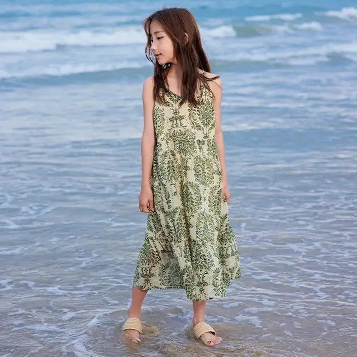 Family Matching Outfits Palm Leaves Tropical Maxi Dress and Shirts Set - ChildAngle