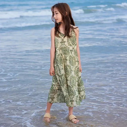 Family Matching Outfits Palm Leaves Tropical Maxi Dress and Shirts Set - ChildAngle