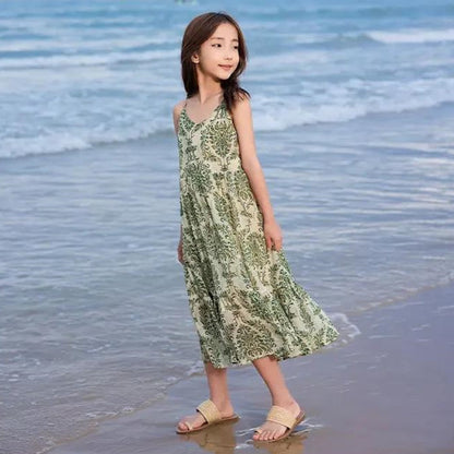 Family Matching Outfits Palm Leaves Tropical Maxi Dress and Shirts Set - ChildAngle