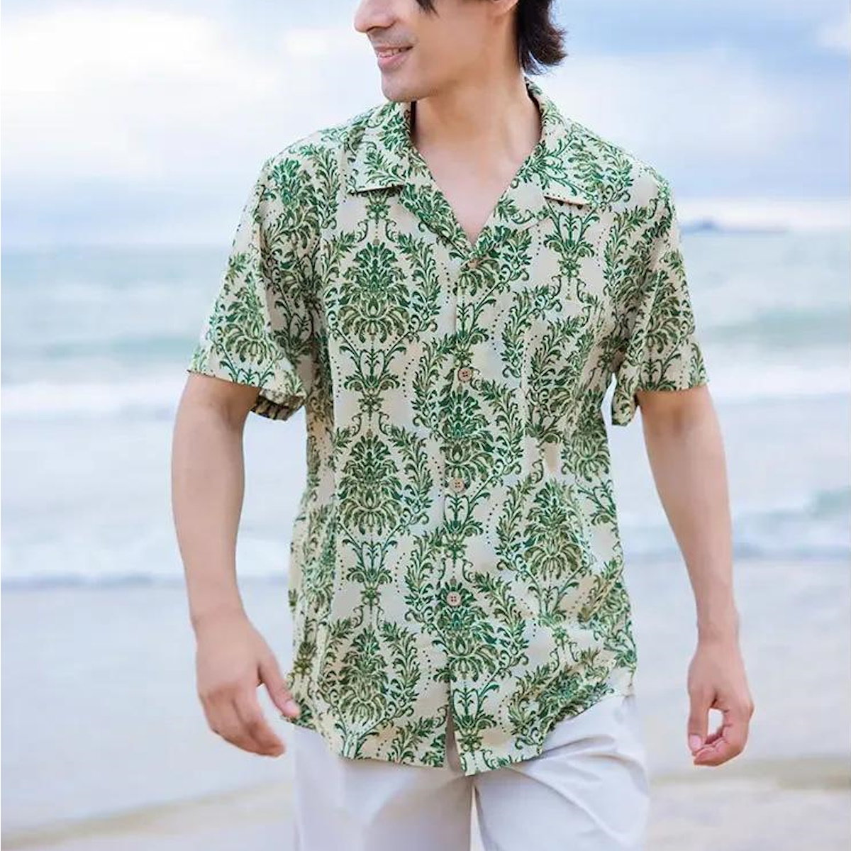 Family Matching Outfits Palm Leaves Tropical Maxi Dress and Shirts Set - ChildAngle
