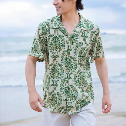 Family Matching Outfits Palm Leaves Tropical Maxi Dress and Shirts Set - ChildAngle