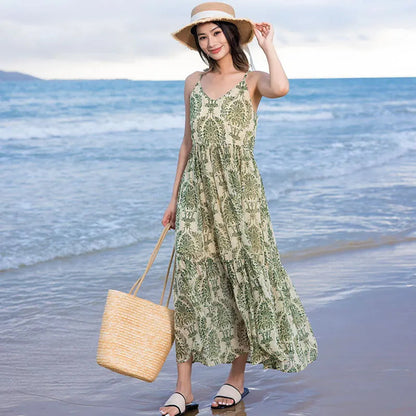 Family Matching Outfits Palm Leaves Tropical Maxi Dress and Shirts Set - ChildAngle