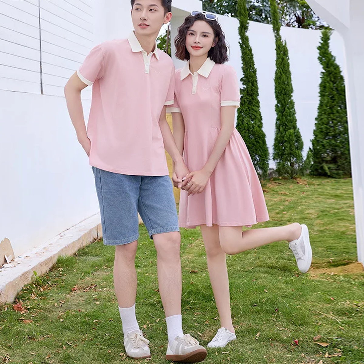 Family Matching Outfits Polo Shirts Matching T-Shirts Dress and Shorts Set - ChildAngle