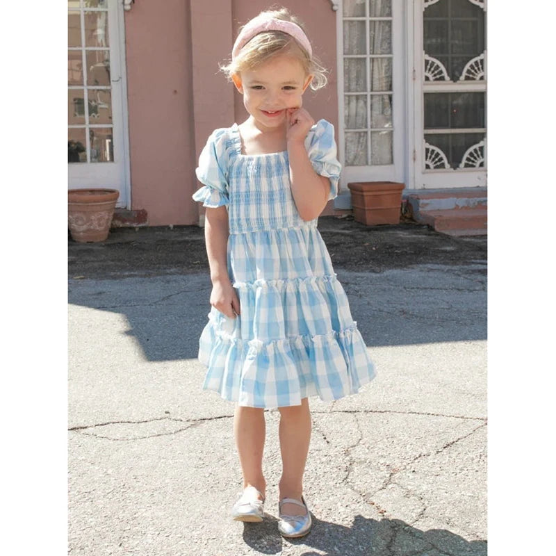 Plaid Family Matching Dress Mother Kids Family Look Summer Dress for Easter