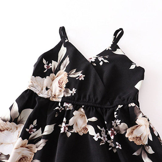 Matching Family Dress Black Floral Maxi Dress for Mommy and Me Matching Outfits - ChildAngle