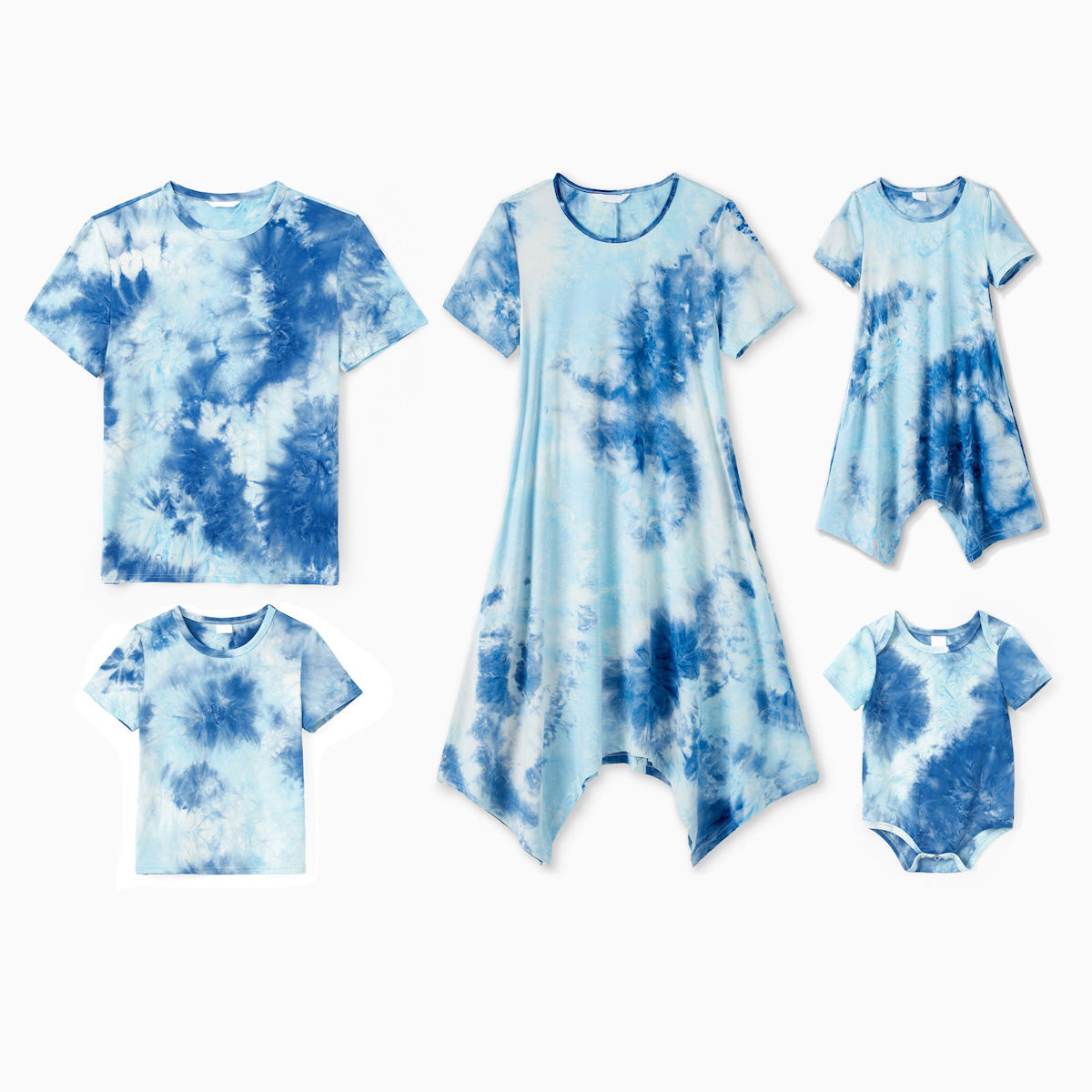 Family Matching Tie Dye Sleeveless Tank Dresses and Short-sleeve T-shirts Sets - ChildAngle
