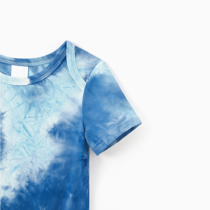 Family Matching Tie Dye Sleeveless Tank Dresses and Short-sleeve T-shirts Sets - ChildAngle