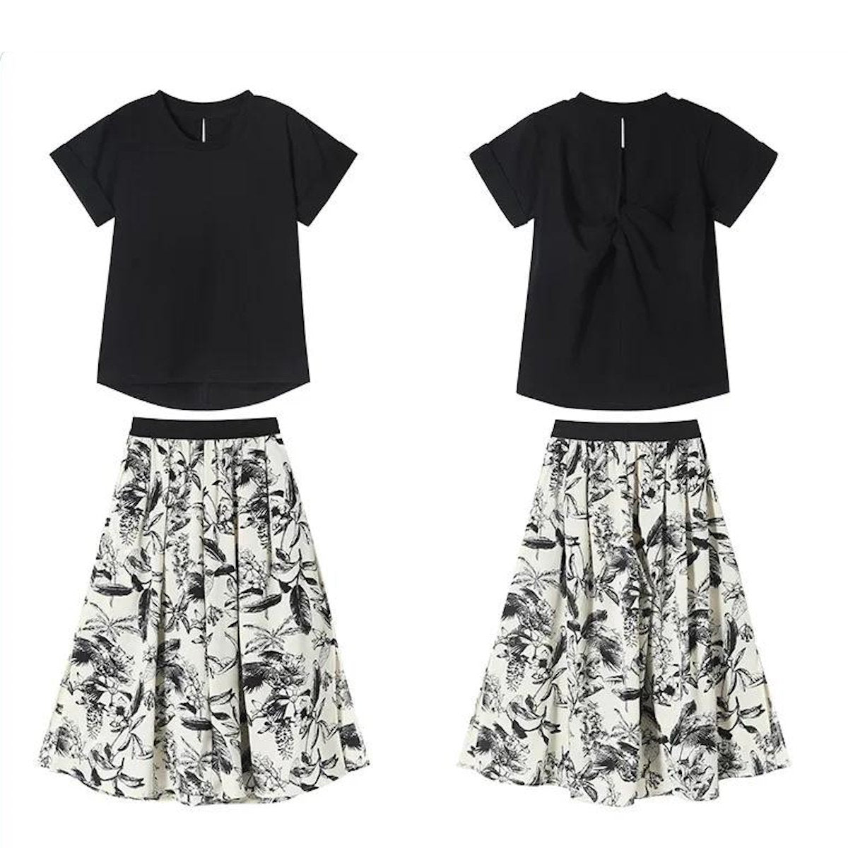 Matching Family Outfits Palm Leaves Outfits Dress and T-Shirts Set - ChildAngle