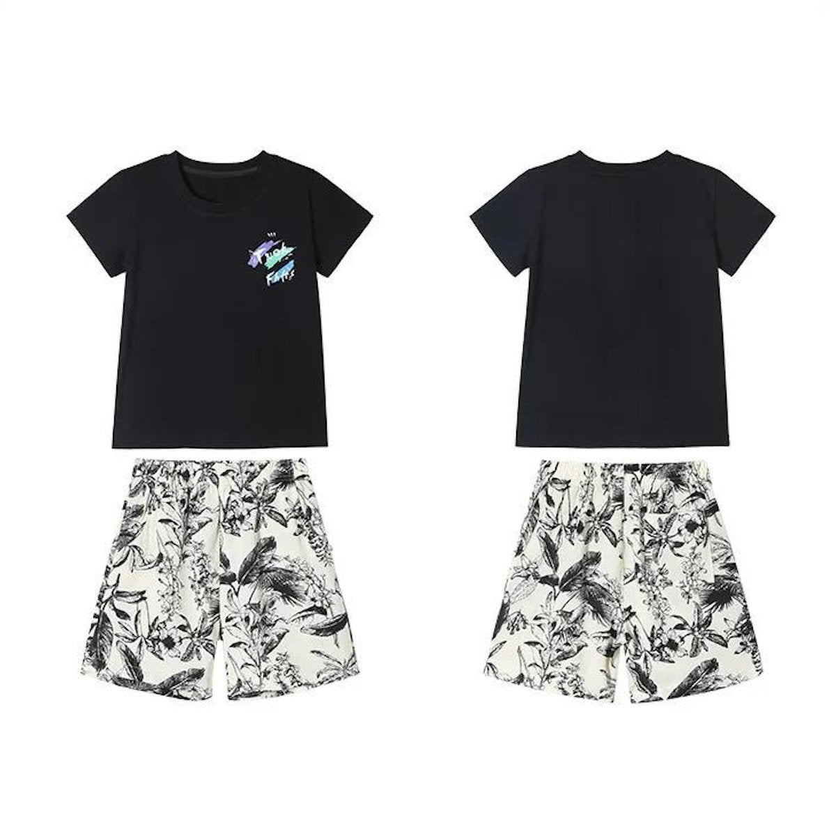 Matching Family Outfits Palm Leaves Outfits Dress and T-Shirts Set - ChildAngle