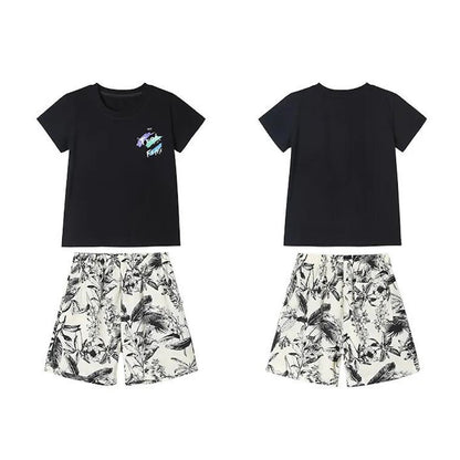 Matching Family Outfits Palm Leaves Outfits Dress and T-Shirts Set - ChildAngle