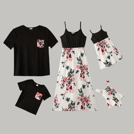 Family Matching Dress Floral Dress for Mother and daughter and Floral T-shirts Set - ChildAngle