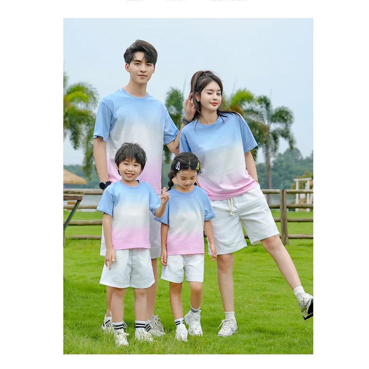 Matching gradient shirts and shorts for Family of four - ChildAngle