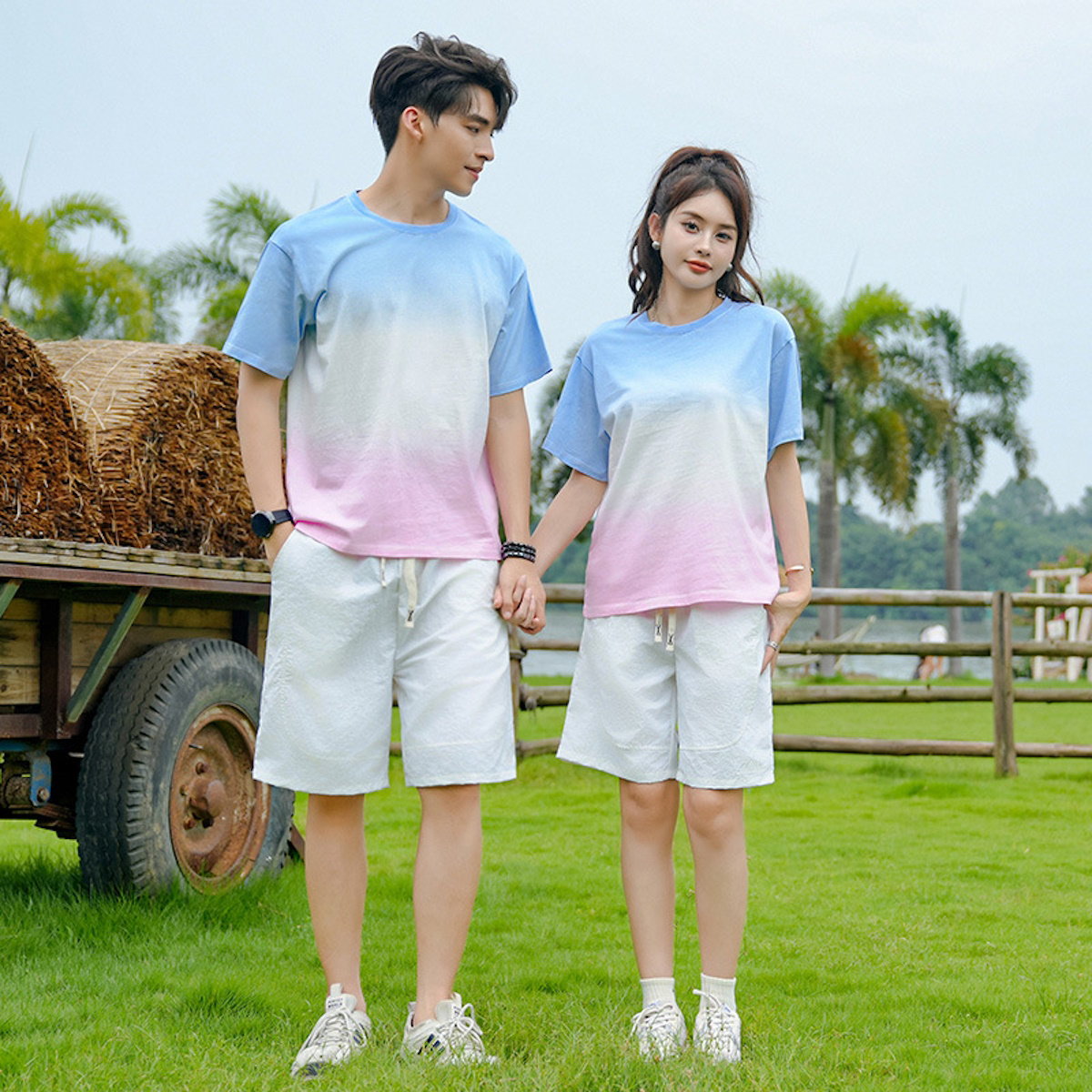 Matching gradient shirts and shorts for Family of four - ChildAngle