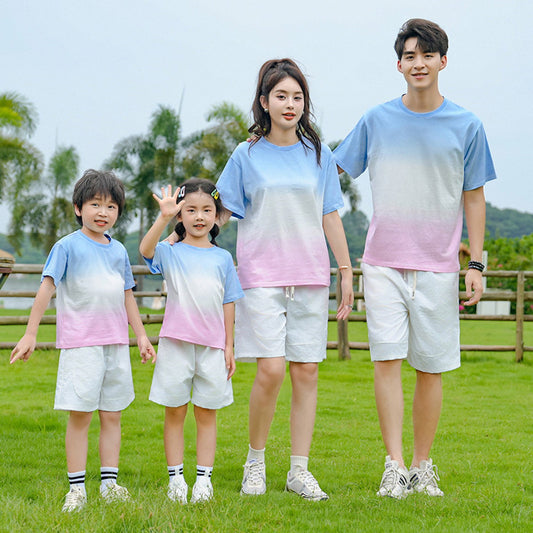 Matching gradient shirts and shorts for Family of four - ChildAngle