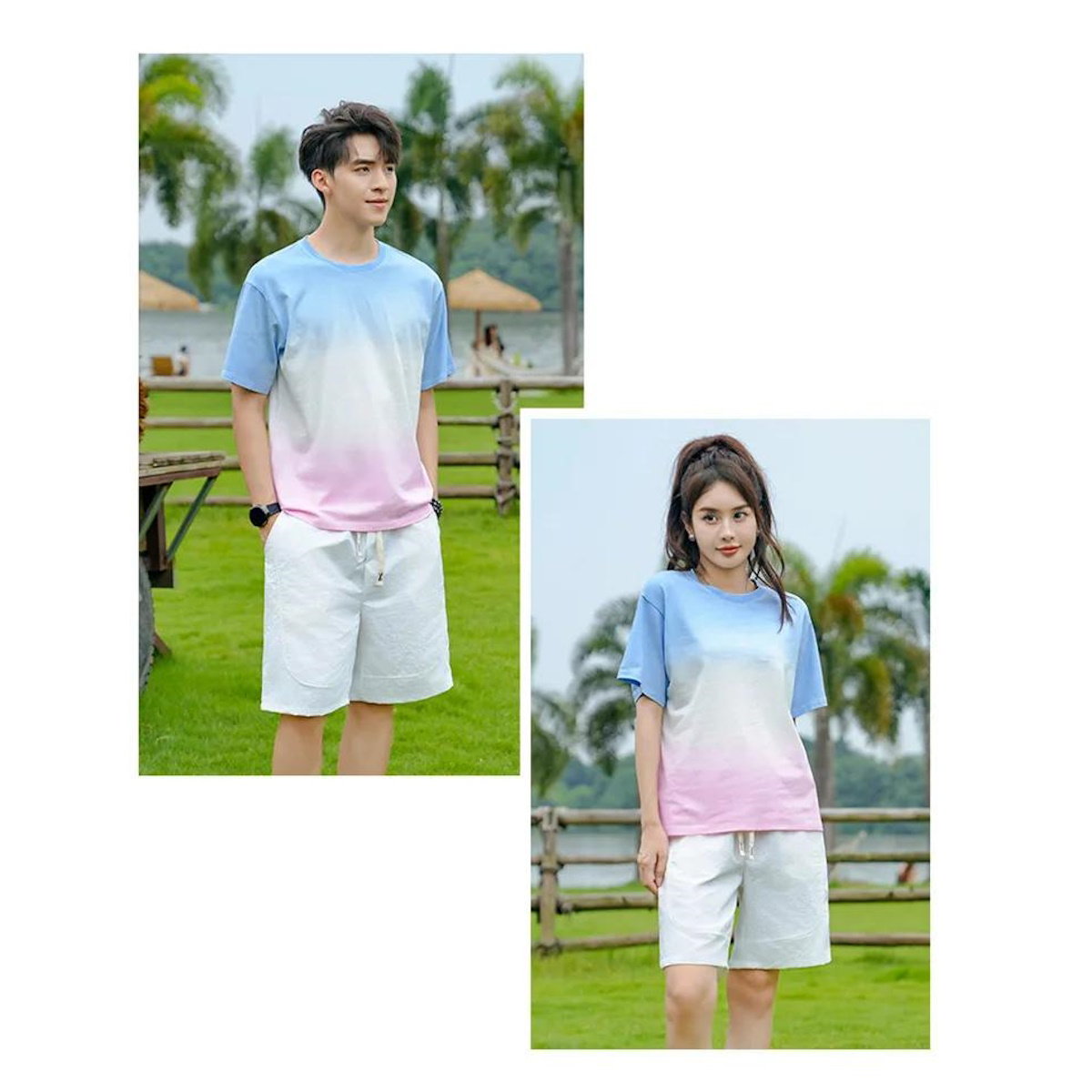 Matching gradient shirts and shorts for Family of four - ChildAngle
