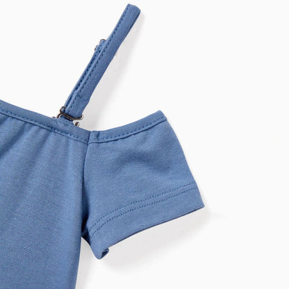 Family Matching Outfits Colorblock Front Pocket T-Shirts and Off Shoulder Floral Lace Bottom Dress - ChildAngle