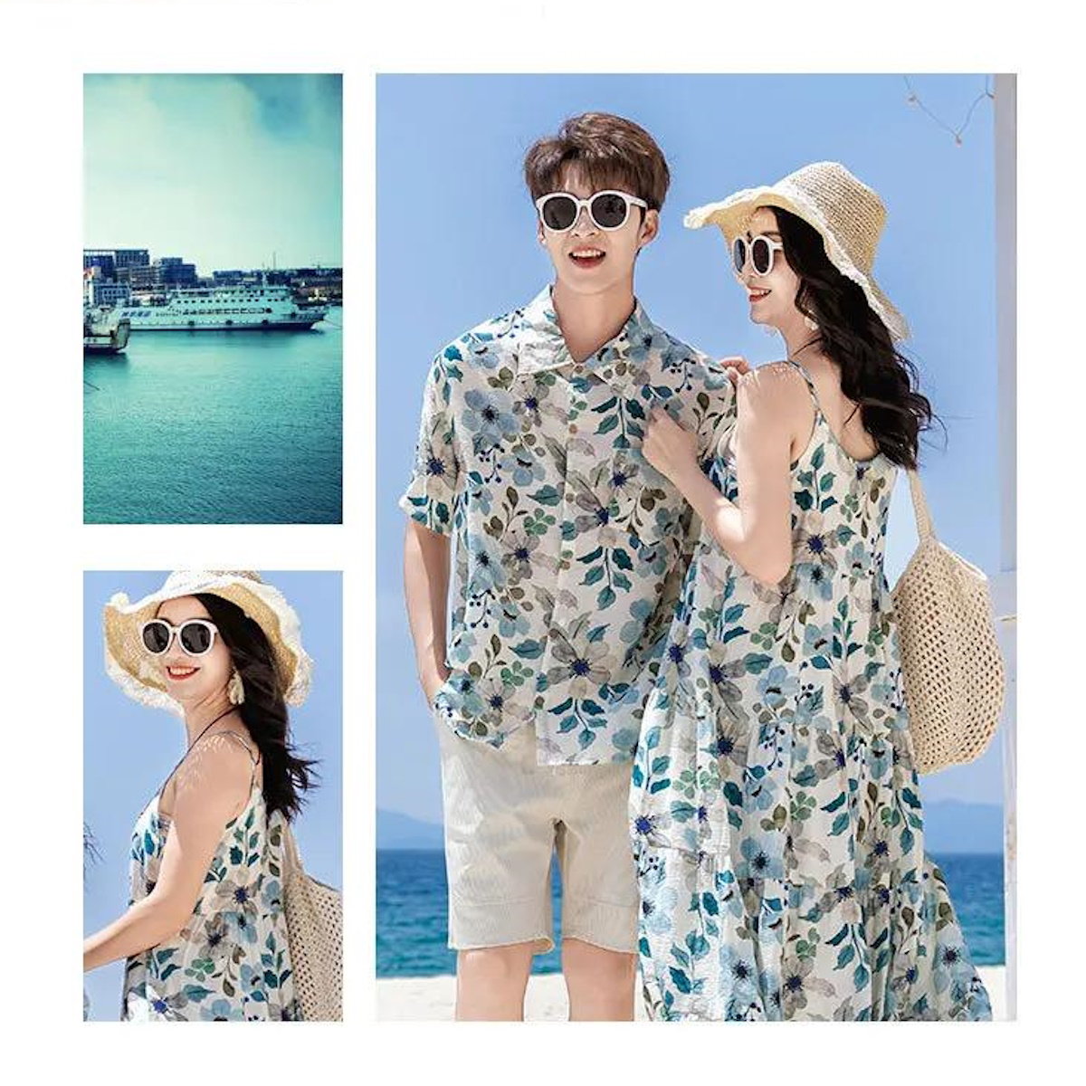 Family matching floral outfits - ChildAngle Flower Leaves Dress Shirts and Shorts