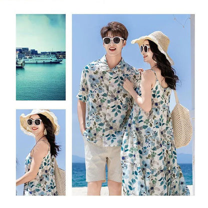 Family matching floral outfits - ChildAngle Flower Leaves Dress Shirts and Shorts