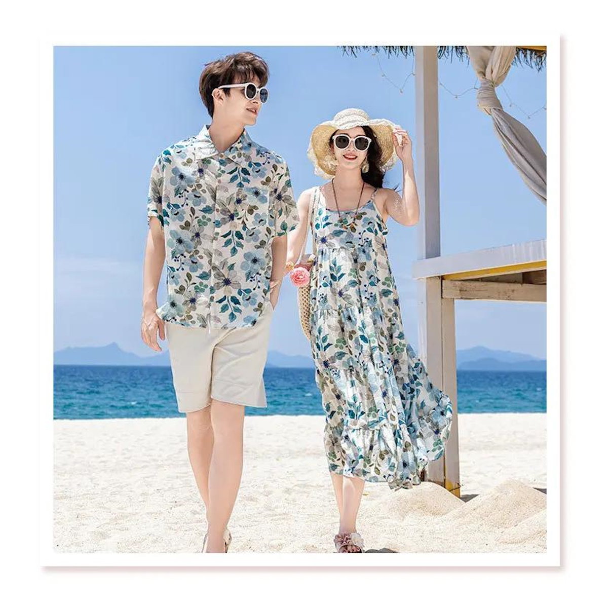 Family matching floral outfits - ChildAngle Flower Leaves Dress Shirts and Shorts