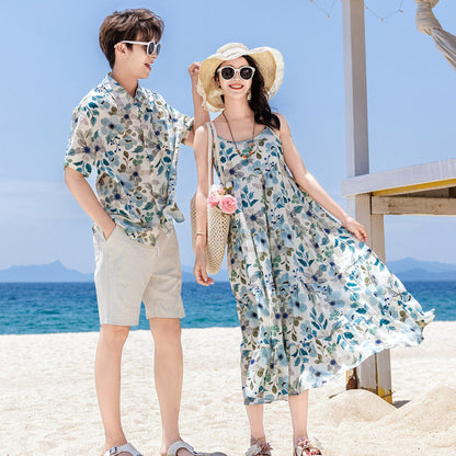 Family matching floral outfits - ChildAngle Flower Leaves Dress Shirts and Shorts