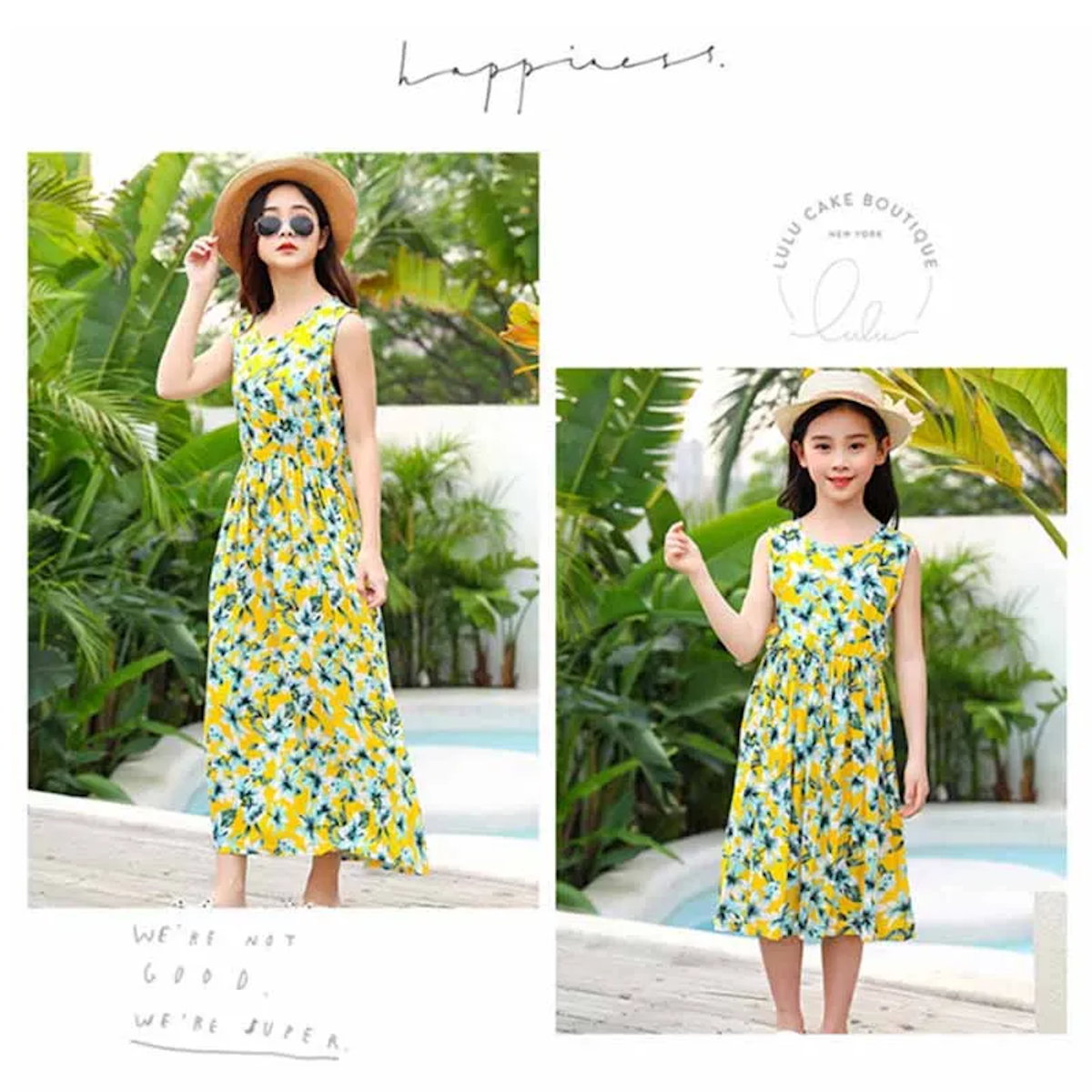 Family Matching Outfits Blue Matching Family and Floral Shirred Tiered Dress - ChildAngle