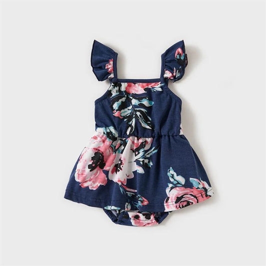Family Matching Outfits Floral Front Pocket Shirt and Flower Slip Dress - ChildAngle