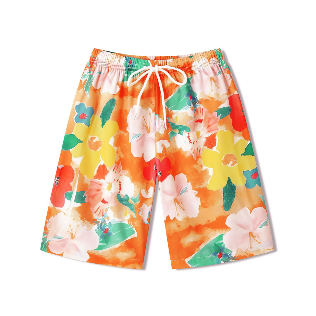 Family Matching Outfits Vacation Tropical Flower Print Polo Shirts and Floral Print Wrap Dress - ChildAngle