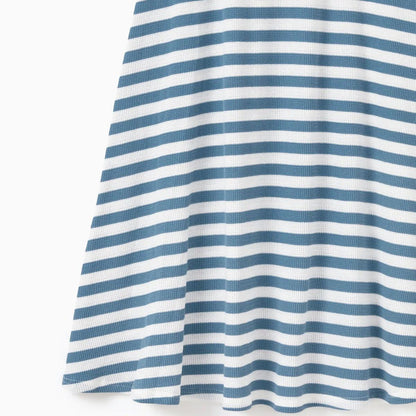 Family Matching Outfits Preppy Style Striped Front Pockets Matching T-Shirts and Striped Print Strappy V Neck A Line Dress - ChildAngle