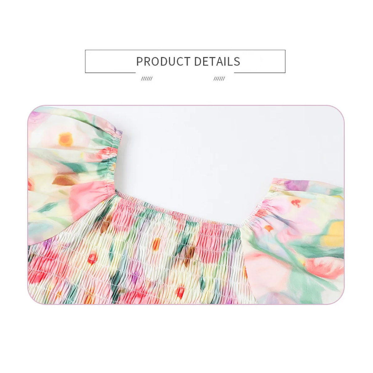 Flower Print Halter Front Shirred Dress Shirts and Shorts for Whole Family - ChildAngle