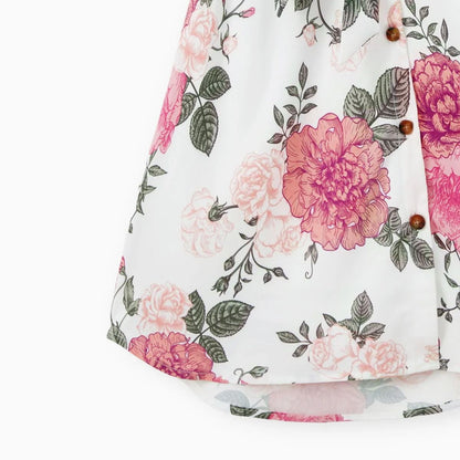 Family Matching Outfits Tropical Floral Wrap Dress Colorblock T-Shirts - ChildAngle