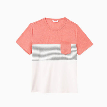 Family Matching Outfits Tropical Floral Wrap Dress Colorblock T-Shirts - ChildAngle