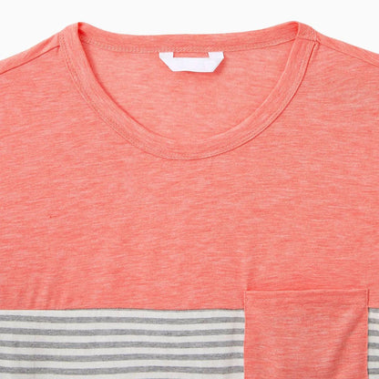 Family Matching Outfits Tropical Floral Wrap Dress Colorblock T-Shirts - ChildAngle