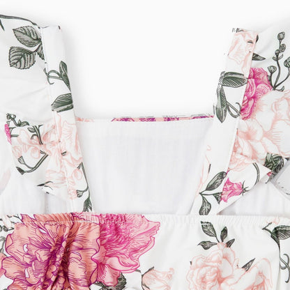 Family Matching Outfits Tropical Floral Wrap Dress Colorblock T-Shirts - ChildAngle