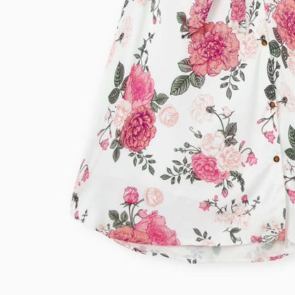 Family Matching Outfits Tropical Floral Wrap Dress Colorblock T-Shirts - ChildAngle