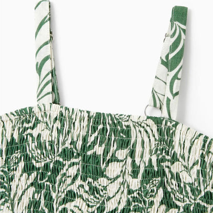 Family Matching Outfits Tropical Leaf Matching Family Shirts and Dress with Palm Leaves Print - ChildAngle