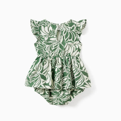 Family Matching Outfits Tropical Leaf Matching Family Shirts and Dress with Palm Leaves Print - ChildAngle