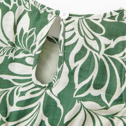 Family Matching Outfits Tropical Leaf Matching Family Shirts and Dress with Palm Leaves Print - ChildAngle