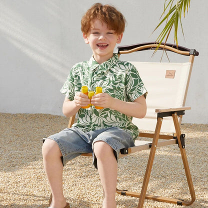 Conjuntos familiares a juego: camisas y vestidos familiares a juego con estampado de hojas de palmera y hojas tropicales