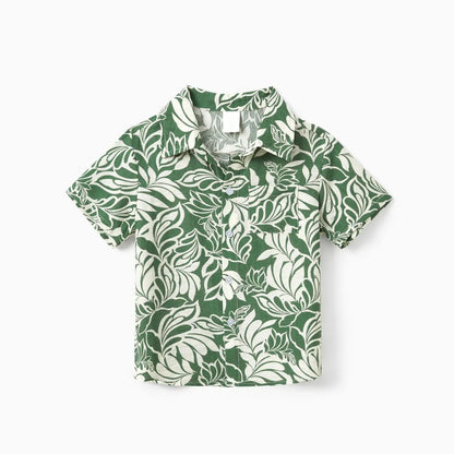 Family Matching Outfits Tropical Leaf Matching Family Shirts and Dress with Palm Leaves Print - ChildAngle