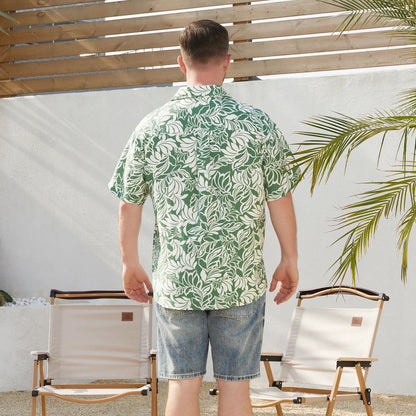 Family Matching Outfits Tropical Leaf Matching Family Shirts and Dress with Palm Leaves Print - ChildAngle