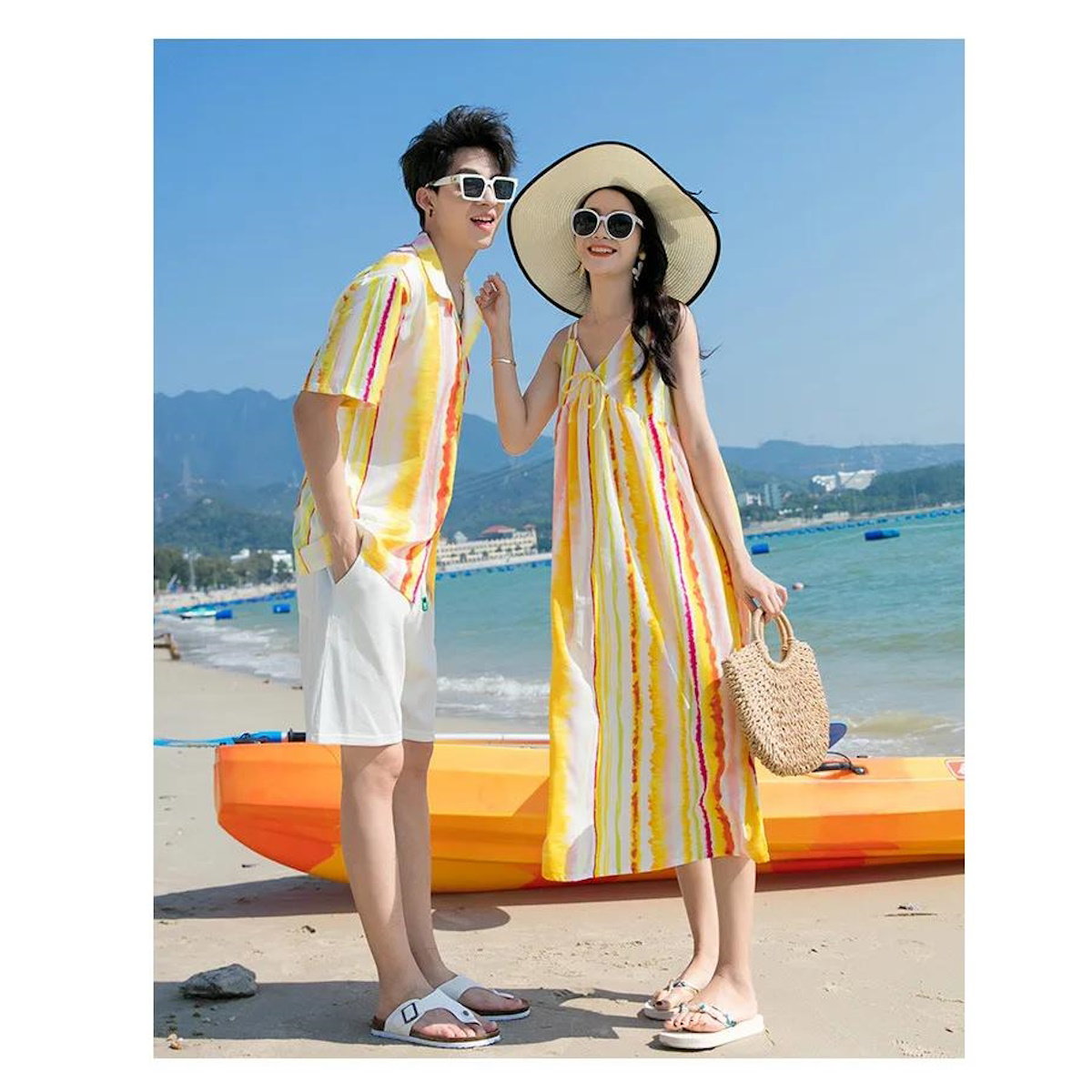Family matching yellow and white striped outfits - ChildAngle Family Beach Matching Outfits