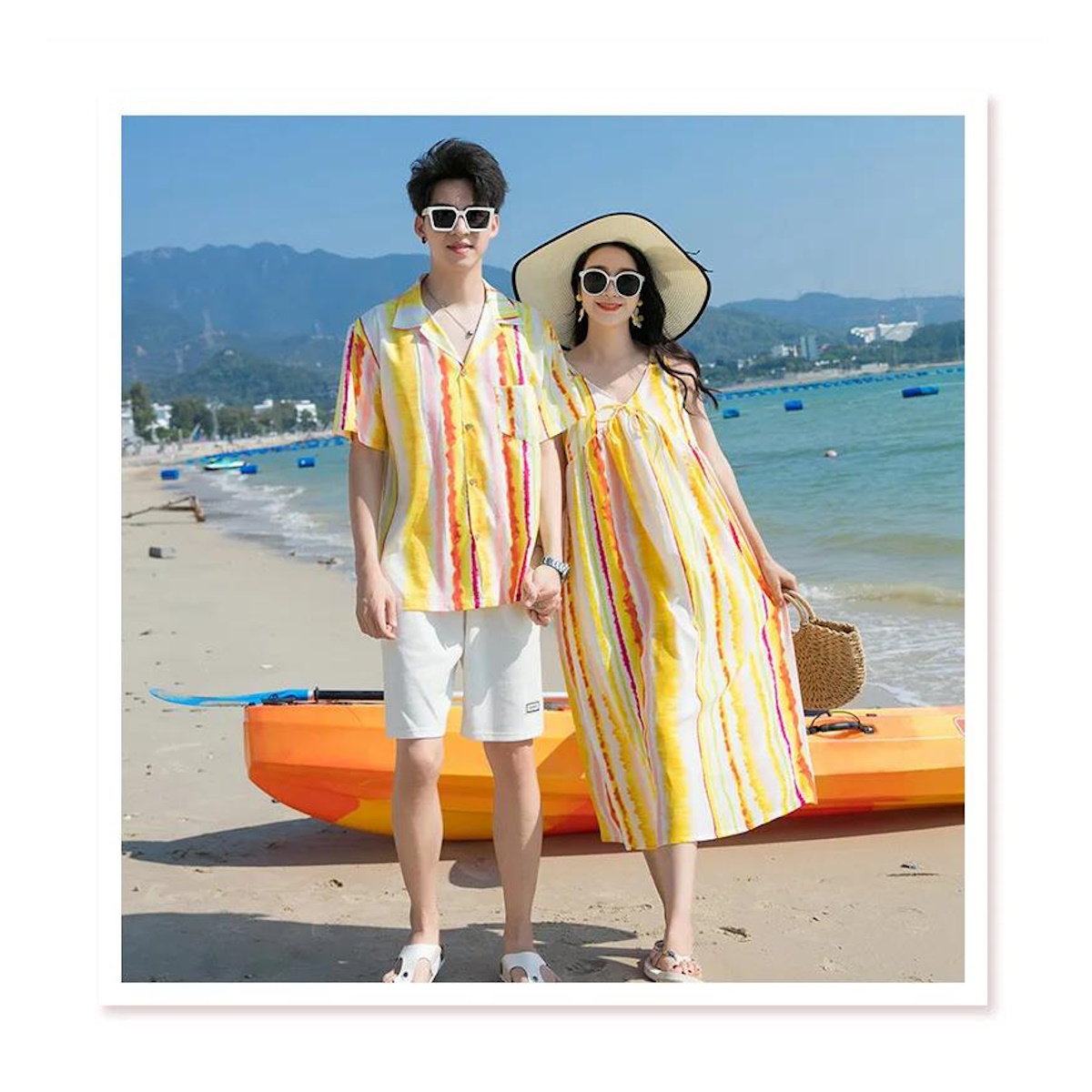 Family matching yellow and white striped outfits - ChildAngle Family Beach Matching Outfits