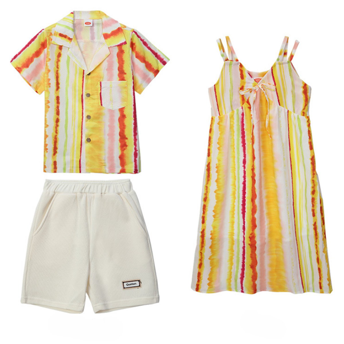 Family matching yellow and white striped outfits - ChildAngle Family Beach Matching Outfits
