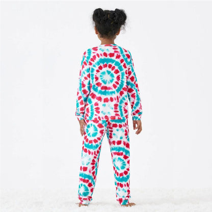 Red and Blue Tie Dye Snowman Family Matching Pajamas Christmas Sleepwear - ChildAngle