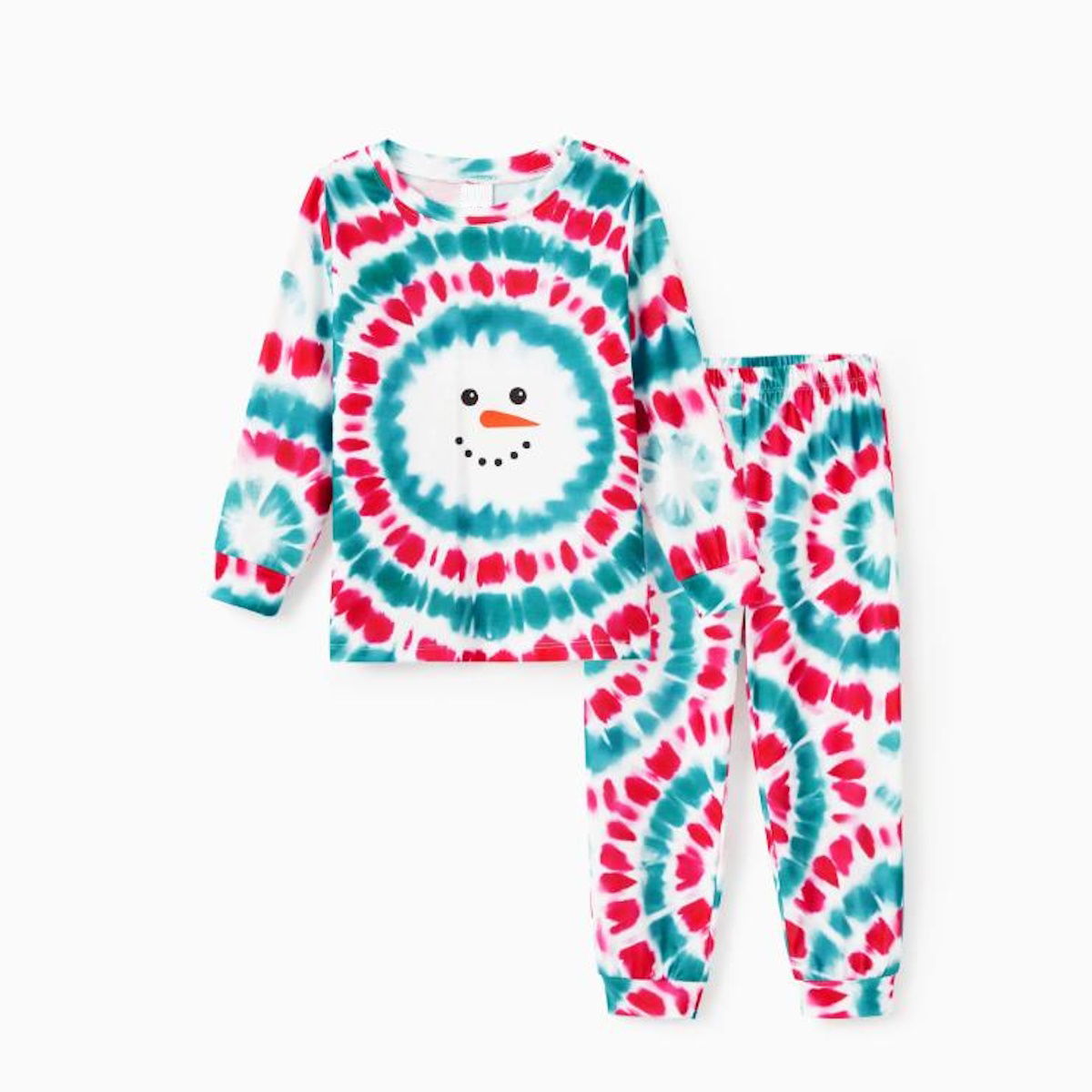 Red and Blue Tie Dye Snowman Family Matching Pajamas Christmas Sleepwear - ChildAngle