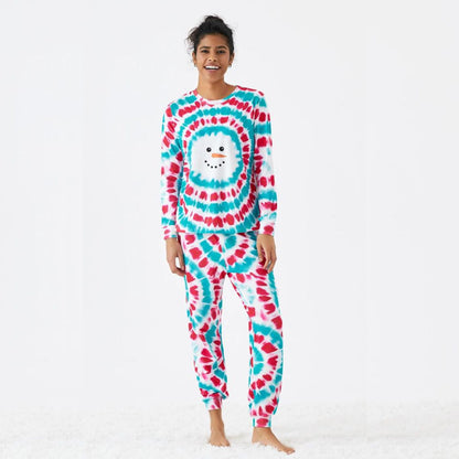 Red and Blue Tie Dye Snowman Family Matching Pajamas Christmas Sleepwear - ChildAngle