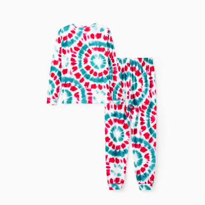 Red and Blue Tie Dye Snowman Family Matching Pajamas Christmas Sleepwear - ChildAngle