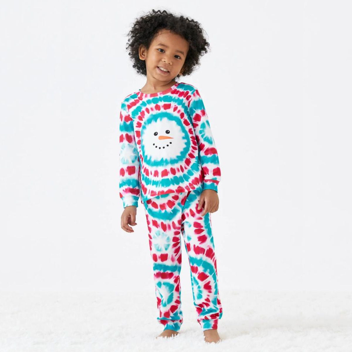 Red and Blue Tie Dye Snowman Family Matching Pajamas Christmas Sleepwear - ChildAngle