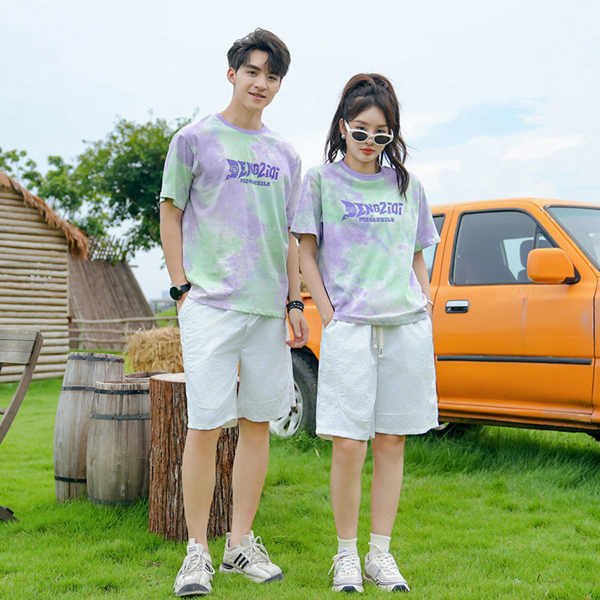 Tie Dye Short-sleeve T-shirt and Shorts Set for Whole Family - ChildAngle