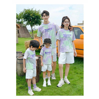 Tie Dye Short-sleeve T-shirt and Shorts Set for Whole Family - ChildAngle
